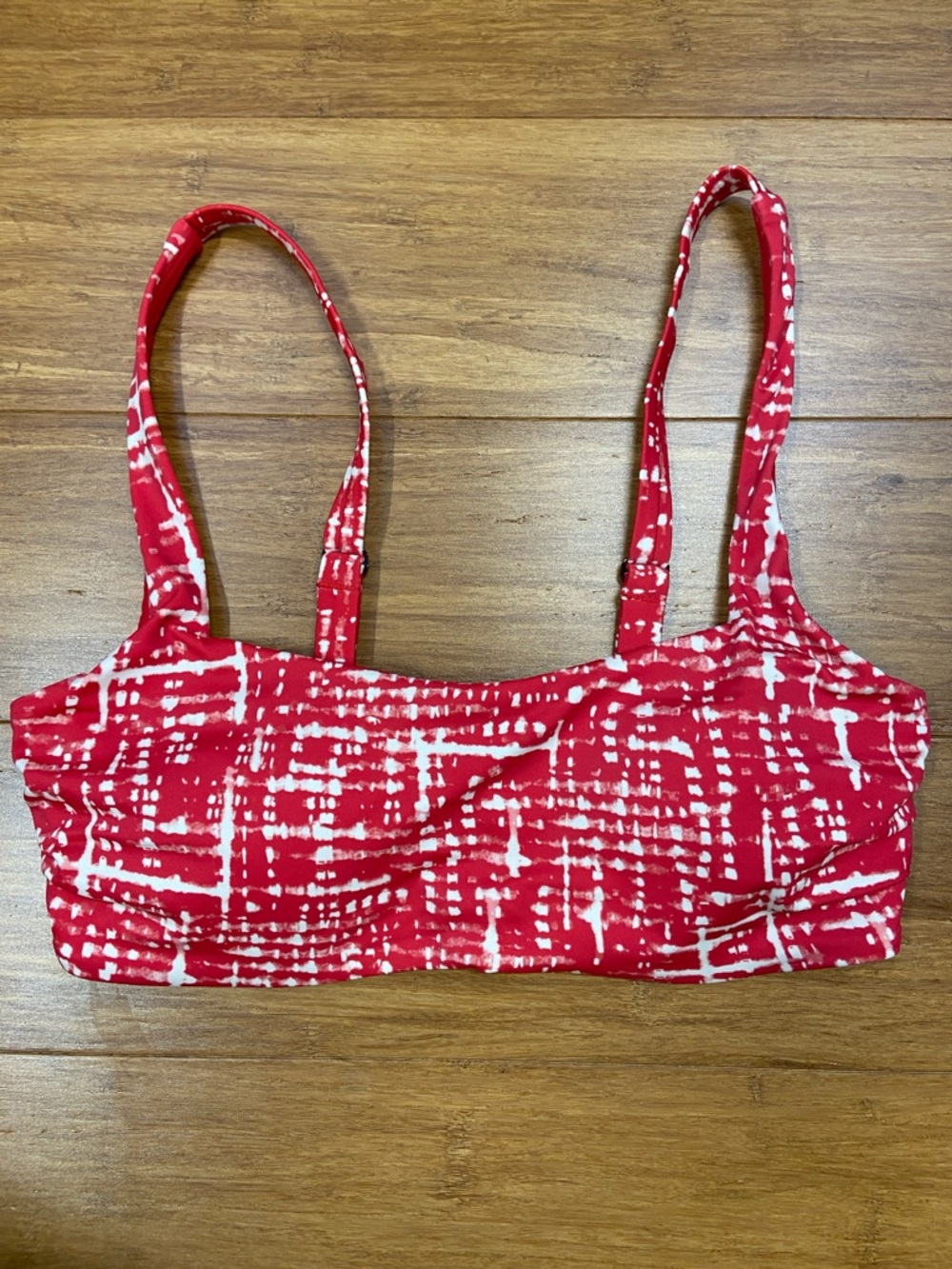 Athleta Red and White Adjustable Bathing Suit Top size 34B/C